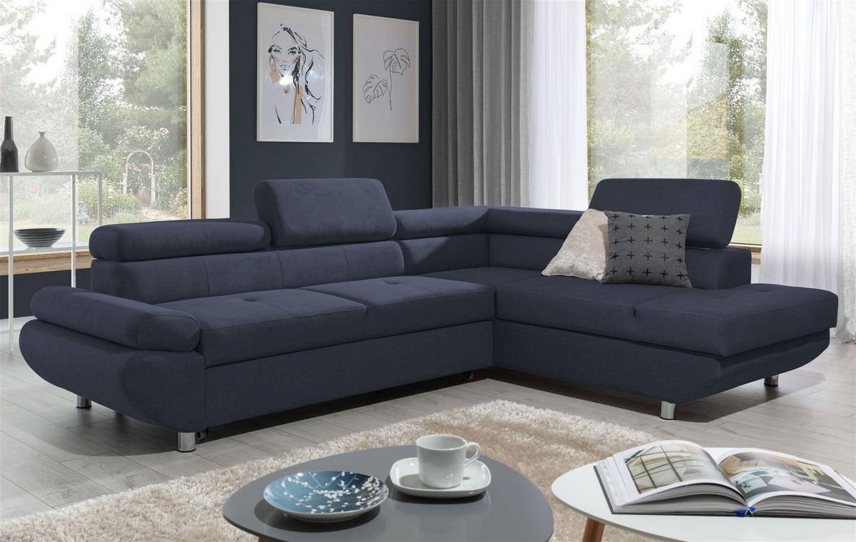 ECKSOFA Schlafsofa Panos In Esito - Dunkelblau, Holzwerkstoff/Textil (210/275cm) - Fun Möbel