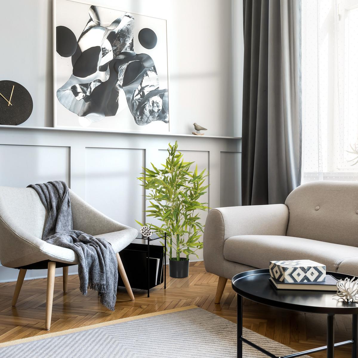 KÜNSTLICHER Bambus groß 90 cm Kunstpflanze - Grün, Kunststoff (90cm) - HOMCOM