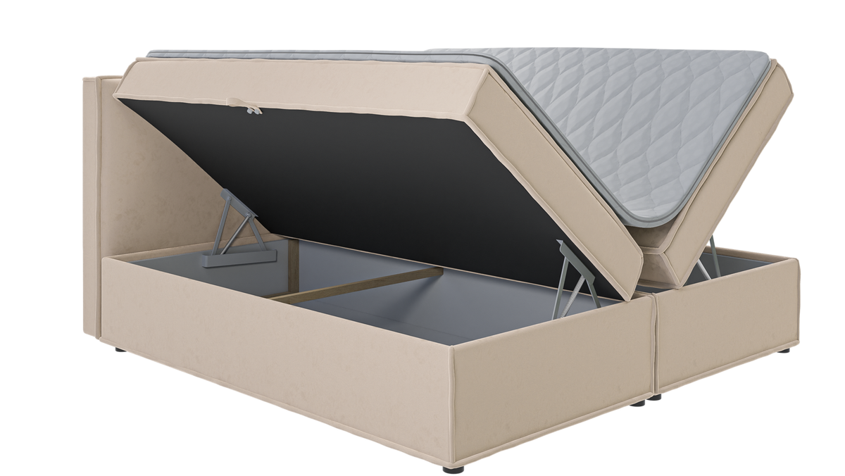 BOXBETT Eclipse 200/200 cm Beige Luxusmicrofaser - Beige/Schwarz, Holz/Kunststoff (200/200cm) - S-Style Möbel