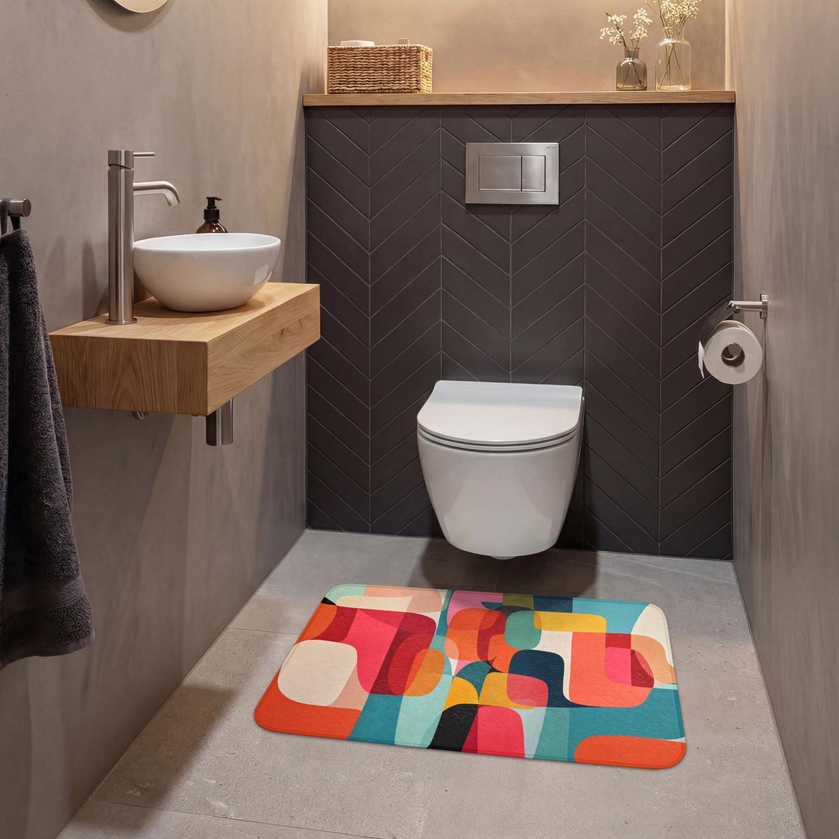 WC-VORLEGER Formen - Bunt - Abstrakt - Flugzeuge Toilettenteppich 80x50 cm - Multicolor, Textil (80/1cm) - OnlyWow