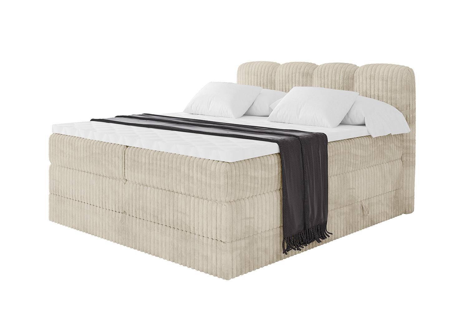 BOXBETT mit Matratze H3|H4 - NINA KING - 140x200 cm - Creme - Magnolie, Holzwerkstoff (140/200cm) - ALTDECOR