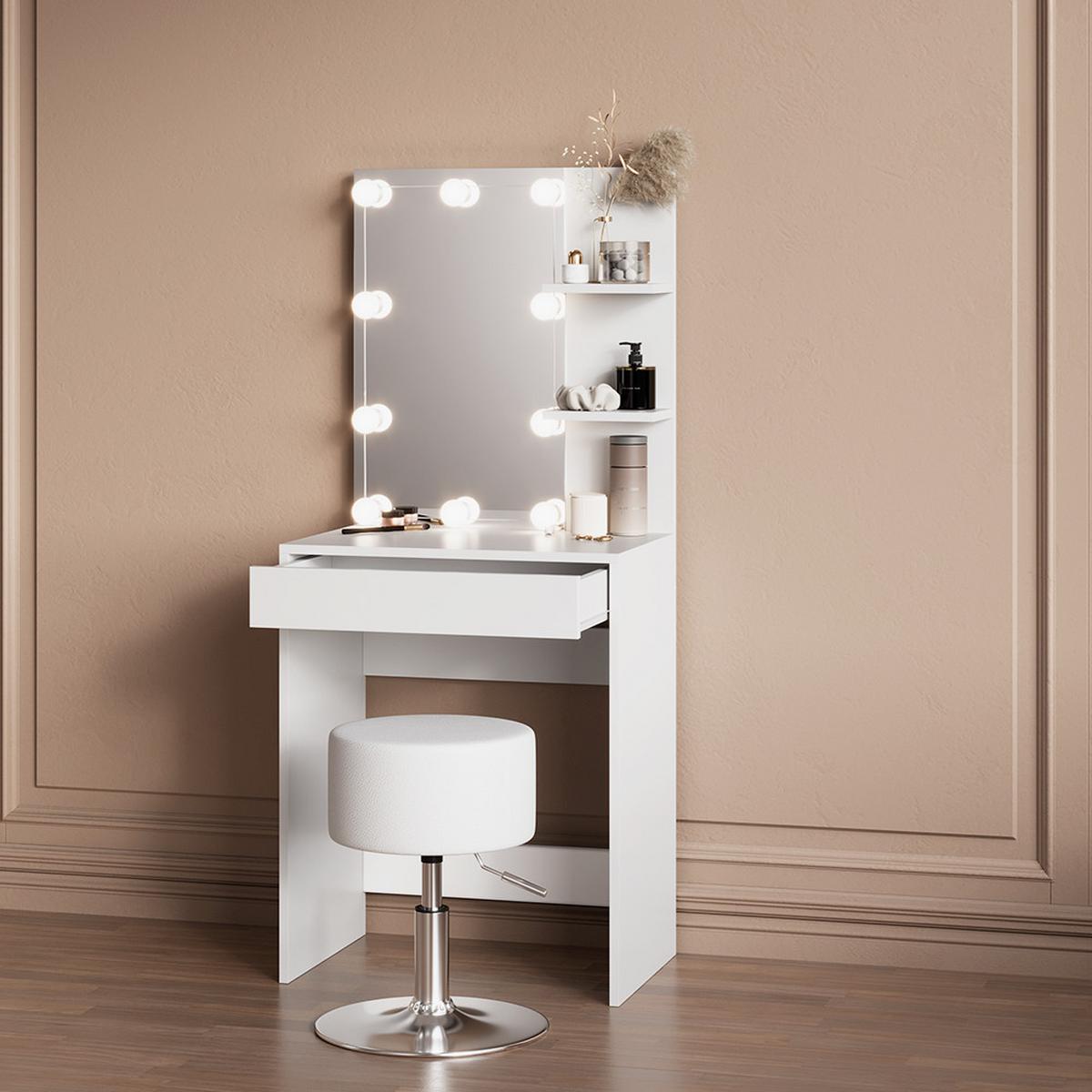 SCHMINKTISCH Nola Weiß 60 cm - Weiß, Holzwerkstoff (60/140/40cm) - Livinity®