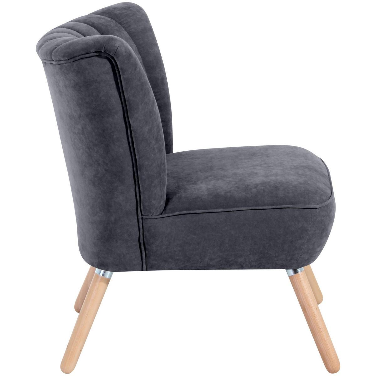 SESSEL Kadisha Bezug Velourstoff Buche natur / anthrazit - Anthrazit, Kunststoff (70/80/66cm) - 58aufmkessel