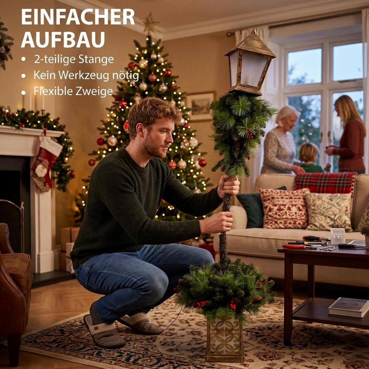 WEIHNACHTSLATERNE PVC Metall Kunststoff Grün - Grün, Kunststoff (43/43/150cm) - Outsunny