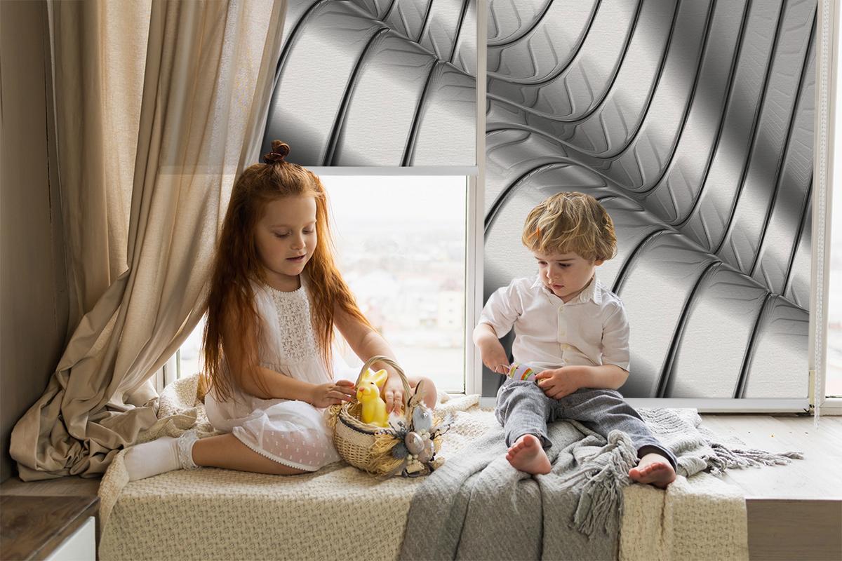 INNENROLLO - Fensterrollo - Rollo - 120x140 cm - Metallabstraktion - Grau, Kunststoff (120/140/0.5cm) - TULUP