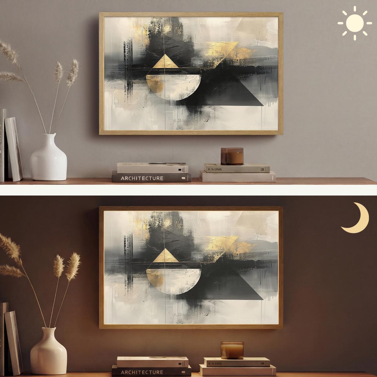 WANDLEUCHTE MIT AKKU Abstrakt - Schwarz - Farbe - Modern 60x40 cm - Grau, Holzwerkstoff (60/40/8cm) - OnlyWow