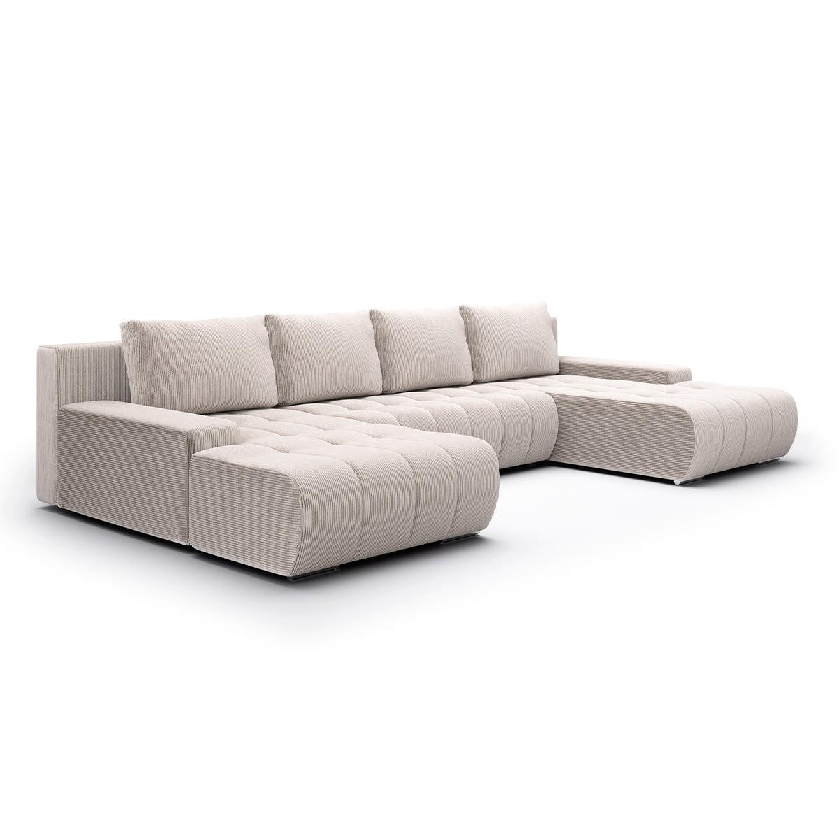 PANORAMASOFA Jonas 5 Sitzplätze Weiß - Weiß, Holz (350/85/185cm) - Petits-meubles