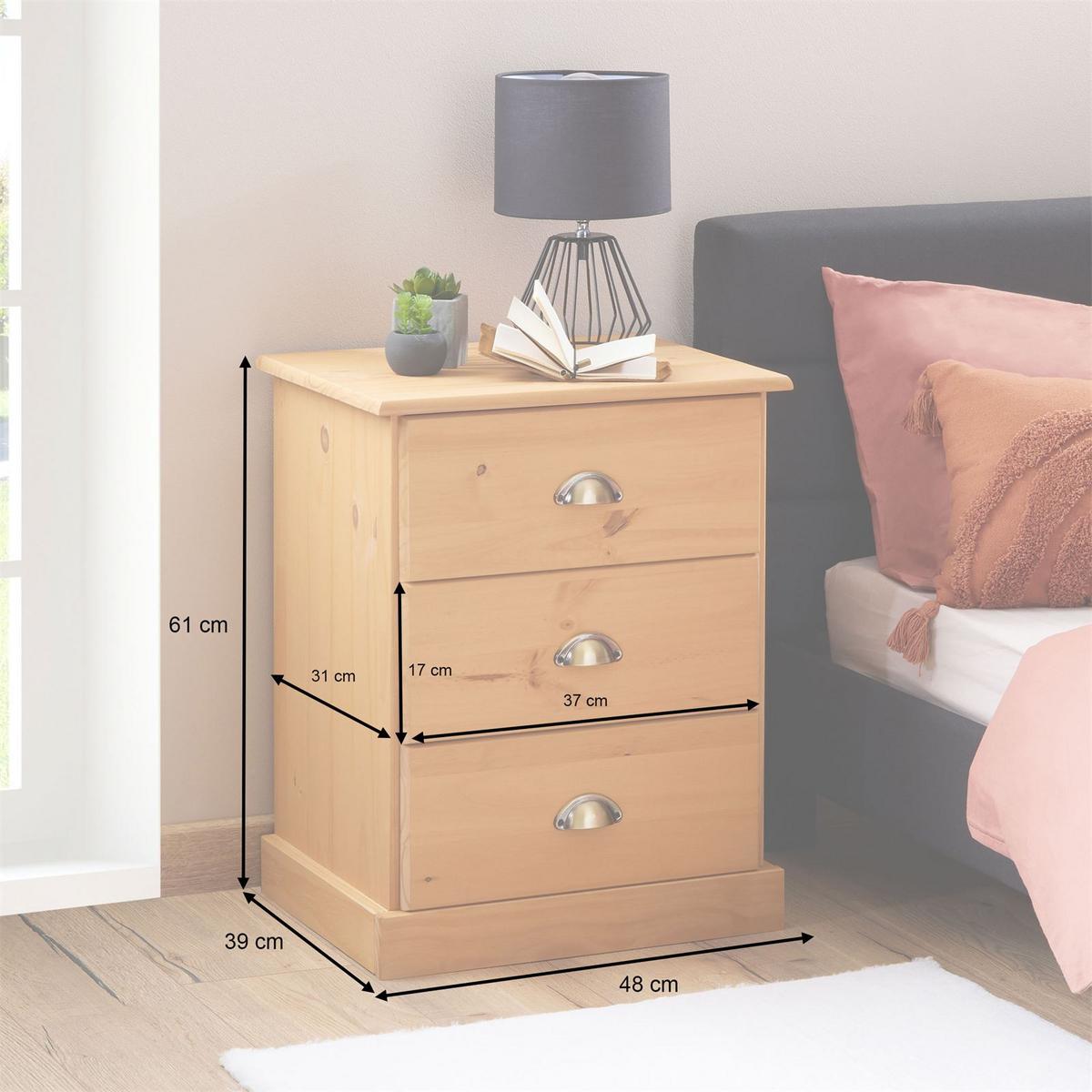 NACHTTISCH PARIS braun - Braun, Holz (48/61/39cm) - IDIMEX