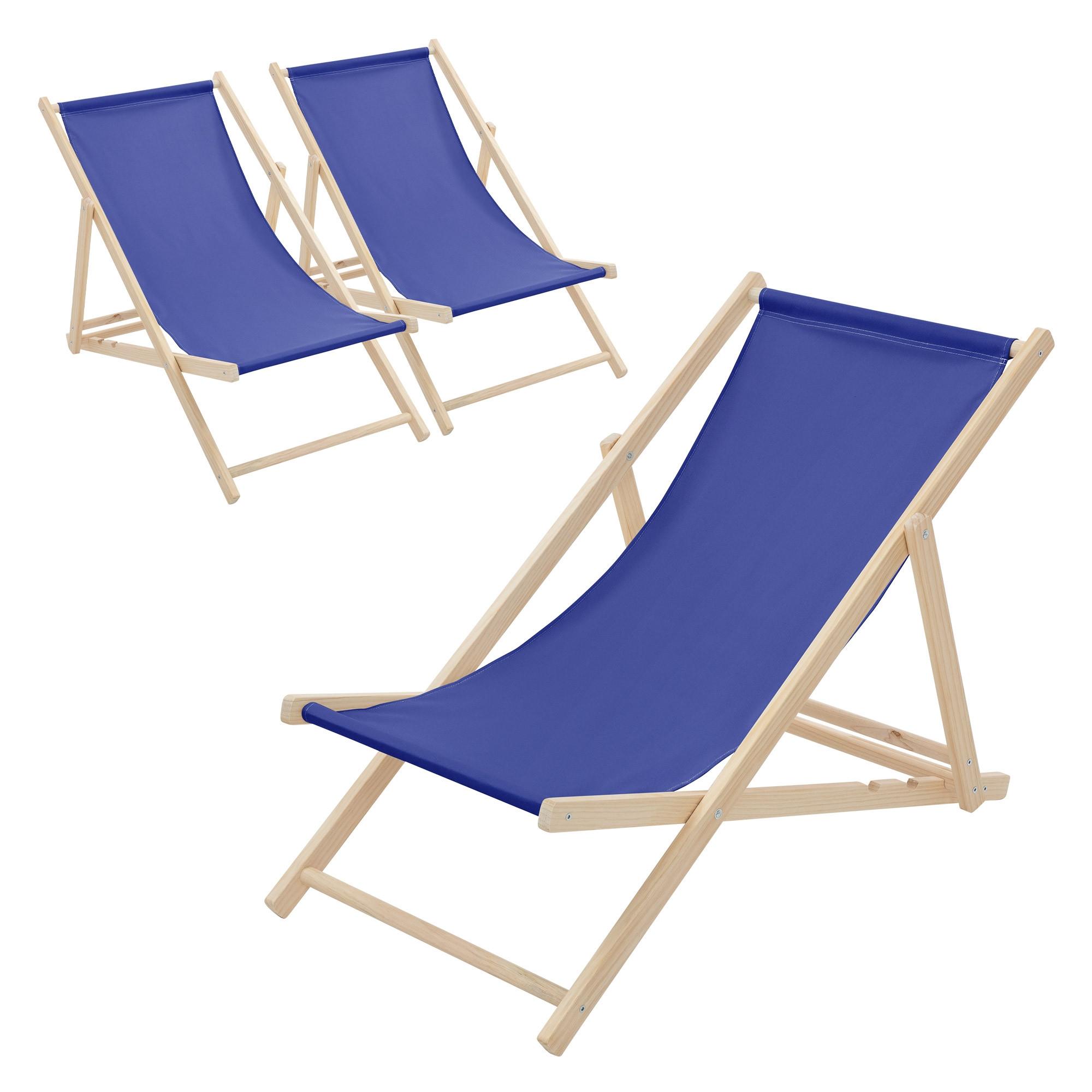 STRANDLIEGE 3er Set Dunkelblau - Dunkelblau, Holz (57.5/83/100cm) - ECD-Germany