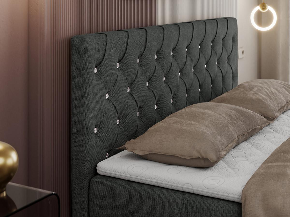 BOXBETT ROMA 120/200 - Hellgrau Strukture - H3 - Hellgrau, Holz/Textil (120/200cm)