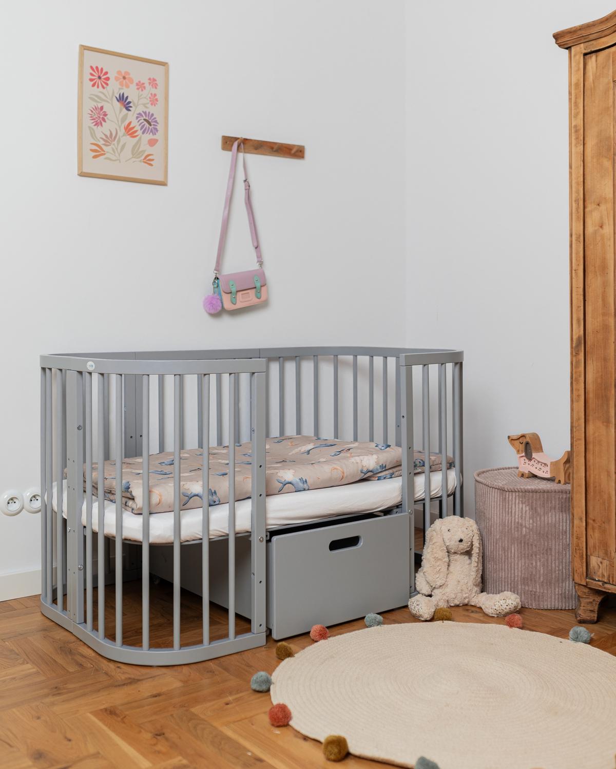 BABY Bett-Schublade - Grau, Holz - waldin