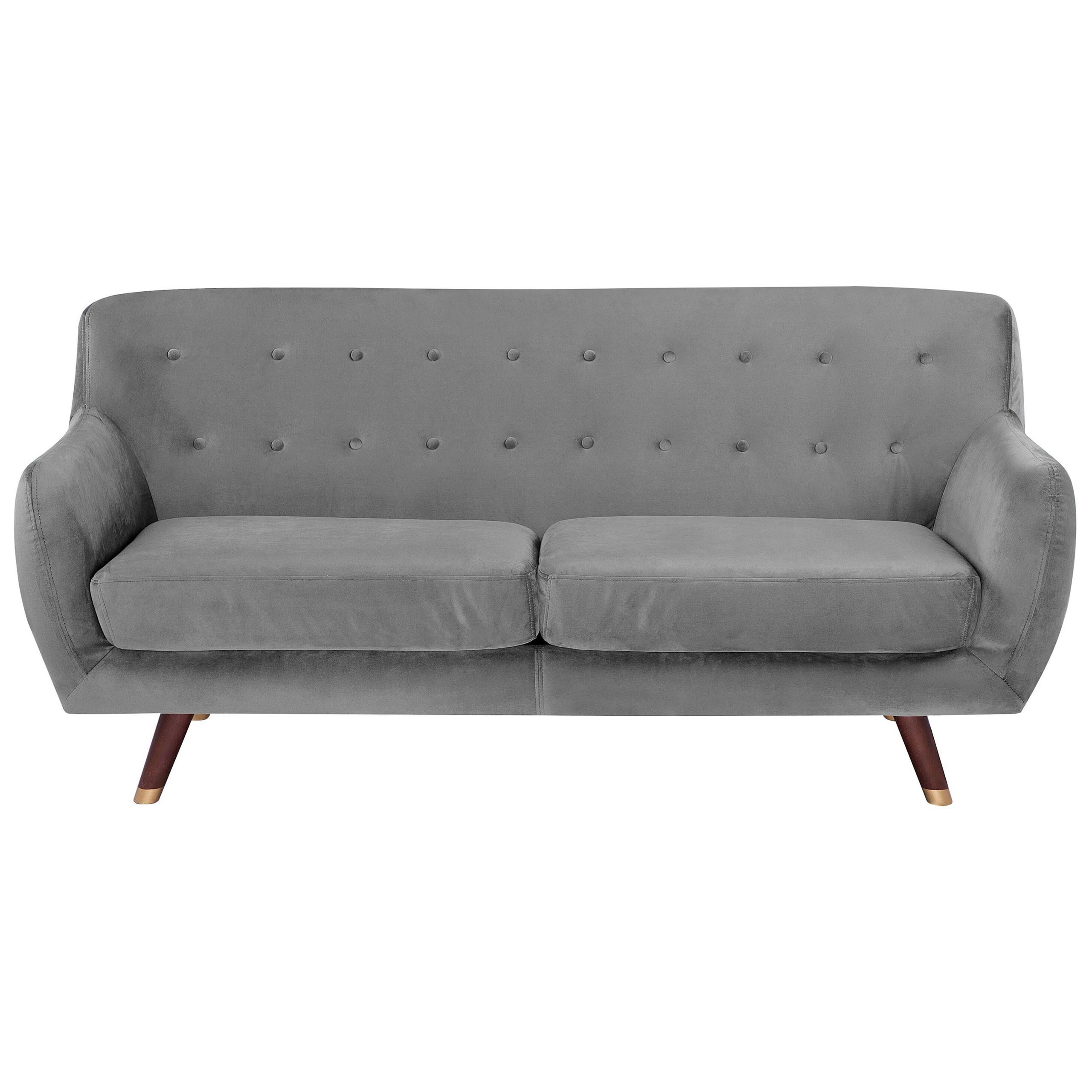 3-SITZER-SOFA Samtstoff Grau Bodo - Grau, Textil (188/84/85cm) - Beliani