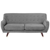 3-SITZER-SOFA Samtstoff Grau Bodo - Grau, Textil (188/84/85cm) - Beliani