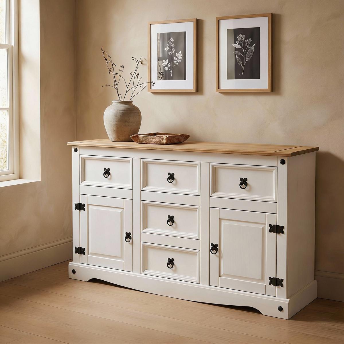 SIDEBOARD CAMPO weiß/braun - Weiß/Braun, Holz (125/76/40cm) - CARO-Möbel