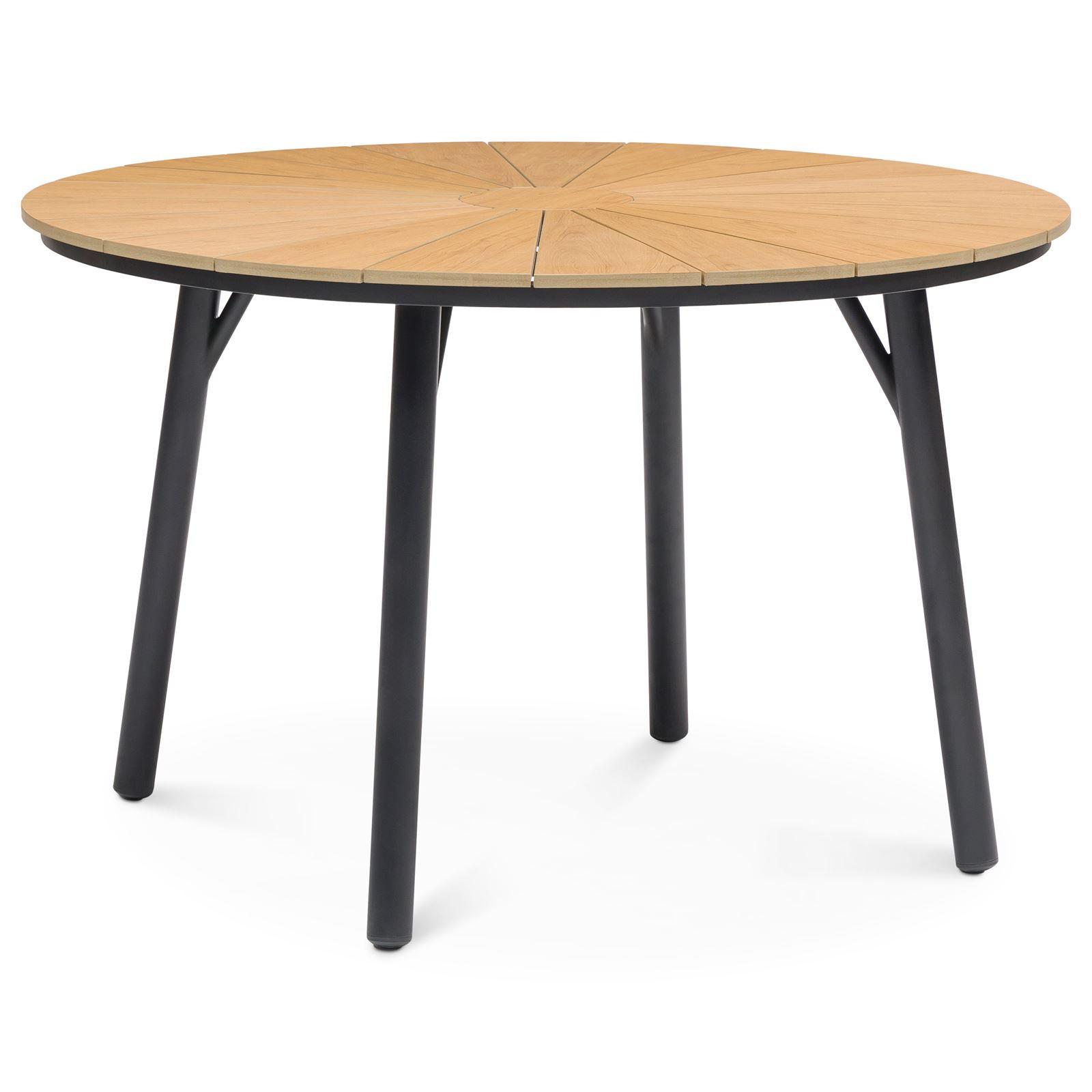 GARTENTISCH AGAPE schwarz/natur - Schwarz/Naturfarben, Metall (120/120/75cm) - IDIMEX