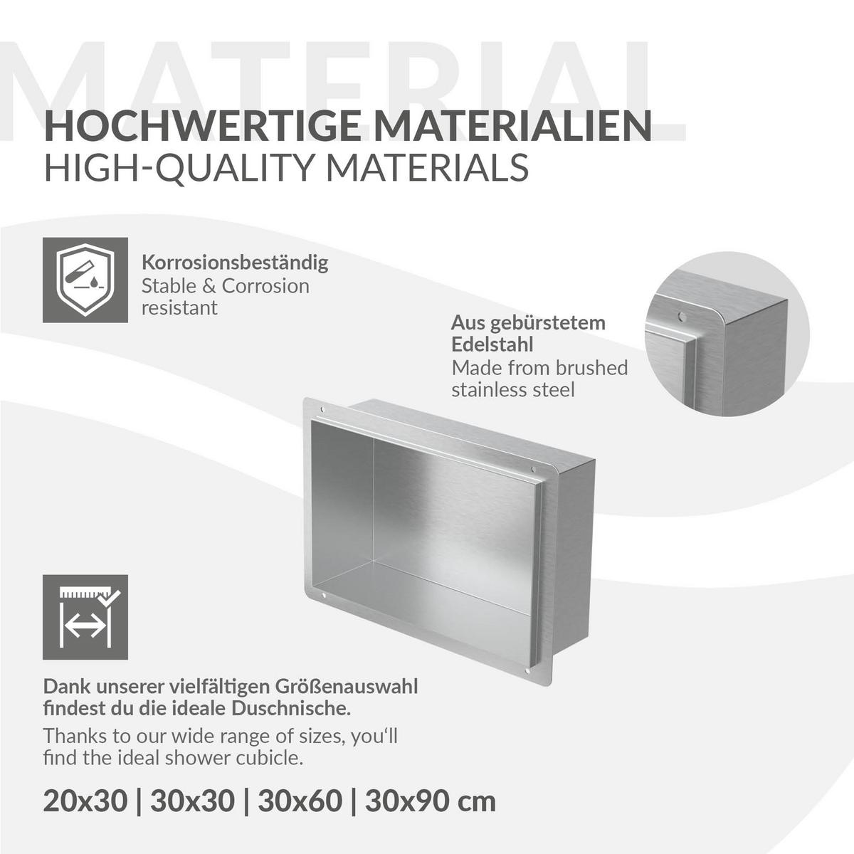 DUSCHNISCHE Silber 30/20 cm - Silberfarben, Metall (30/20/10cm) - LuxeBath
