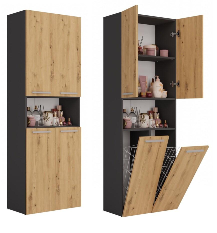 BADEZIMMERSCHRANK Anthrazit, Artisan 60/174/30 - Anthrazit, Holzwerkstoff (60/174/30cm) - RAUMHIRSCH FURNITURE