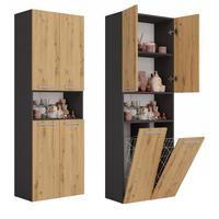 BADEZIMMERSCHRANK Anthrazit, Artisan 60/174/30 - Anthrazit, Holzwerkstoff (60/174/30cm) - RAUMHIRSCH FURNITURE