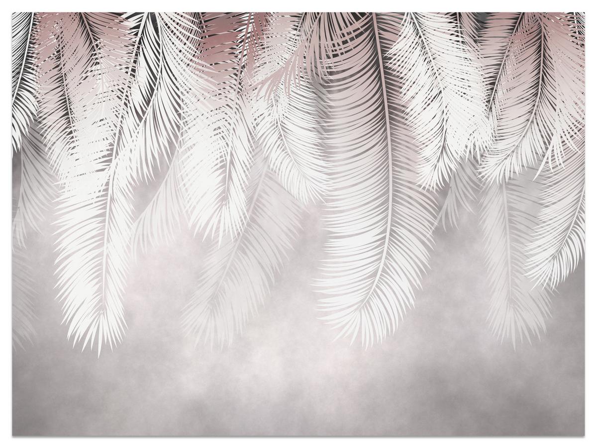 FOTOTAPETE für Esszimmer Große Palmenblätter Boho Beige 100x70 - Violett/Rosa, Papier (100/70cm) - Muralo