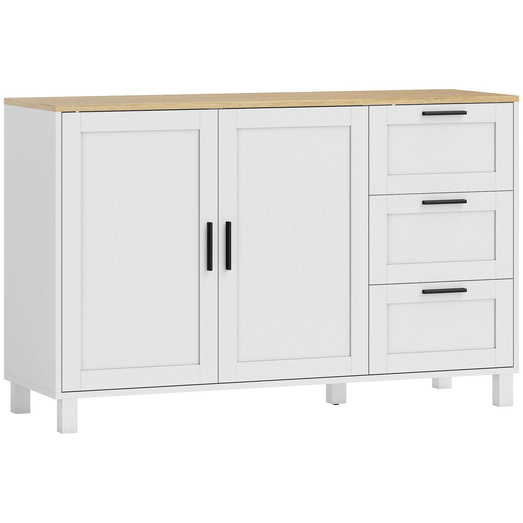 SIDEBOARD Spanplatte Weiß - Schwarz/Weiß, Holzwerkstoff/Metall (38/76/120cm) - HOMCOM