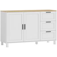 SIDEBOARD Spanplatte Weiß - Schwarz/Weiß, Holzwerkstoff/Metall (38/76/120cm) - HOMCOM