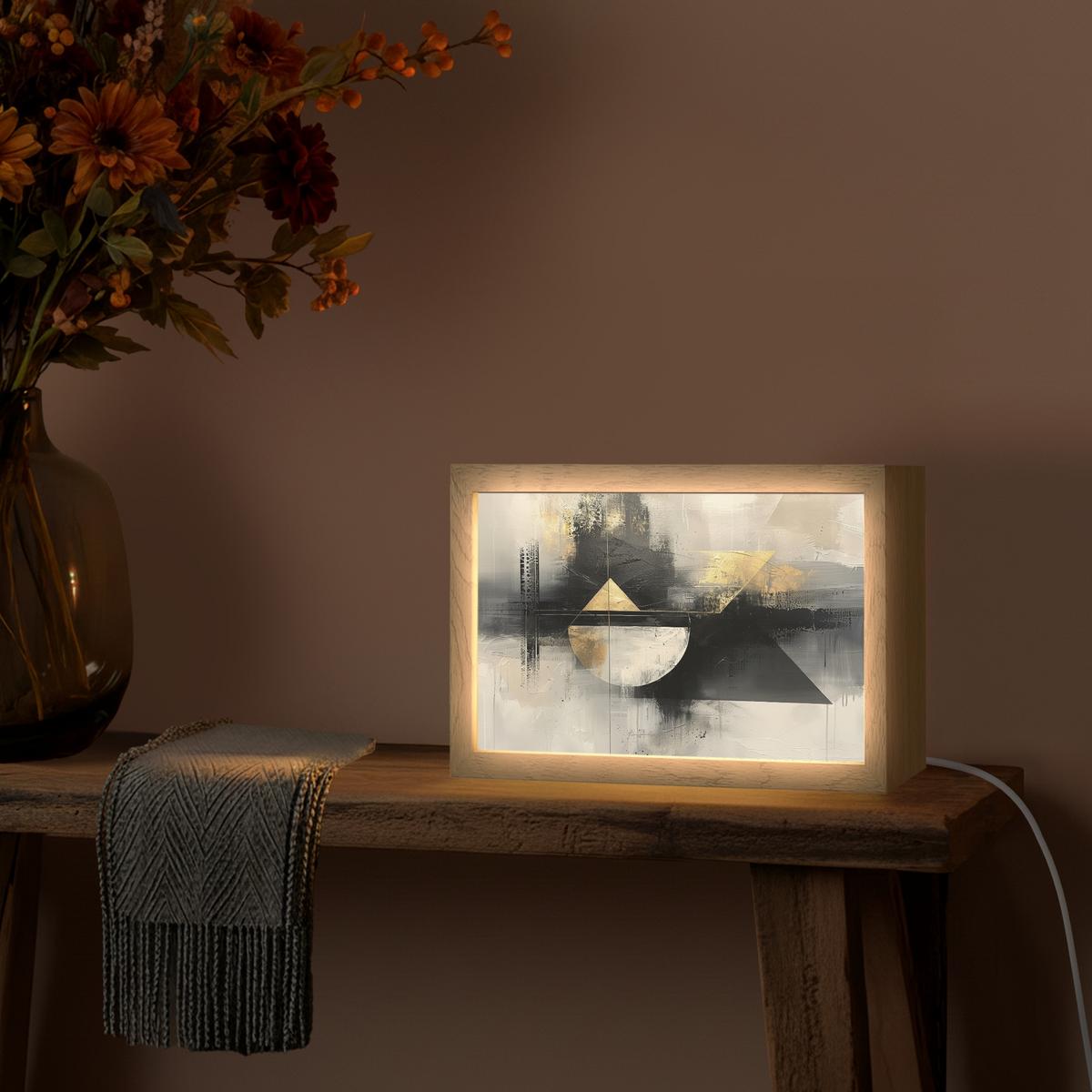 TISCHLEUCHTE Abstrakt - Schwarz - Farbe - Modern 30x20 cm - Birkefarben, Holzwerkstoff (8/30/20cm) - OnlyWow