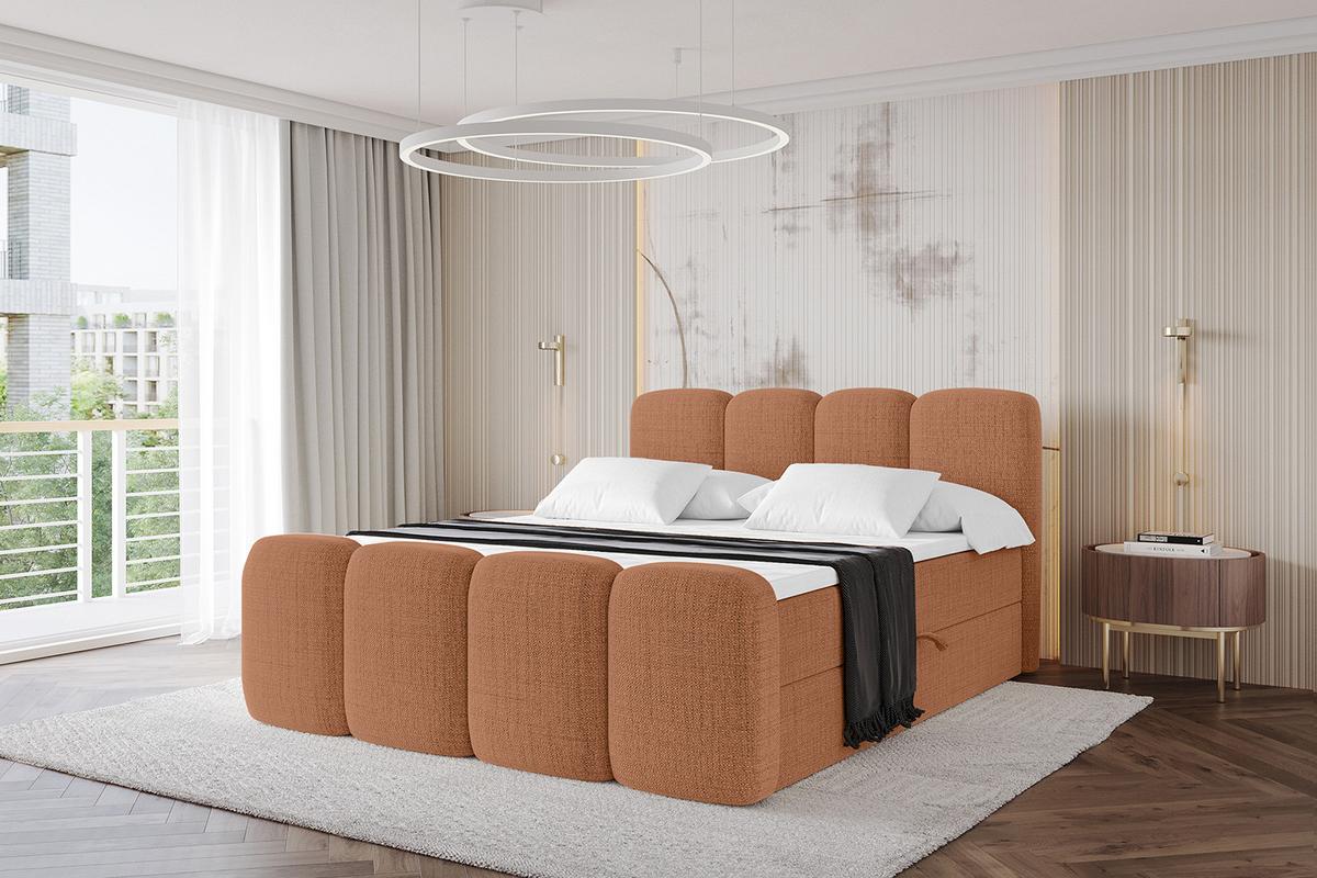 BOXBETT mit Matratze H4 und Lattenrost - NINA-Z - 180x200 cm - Apricot - Orange, Holzwerkstoff (180/200cm)