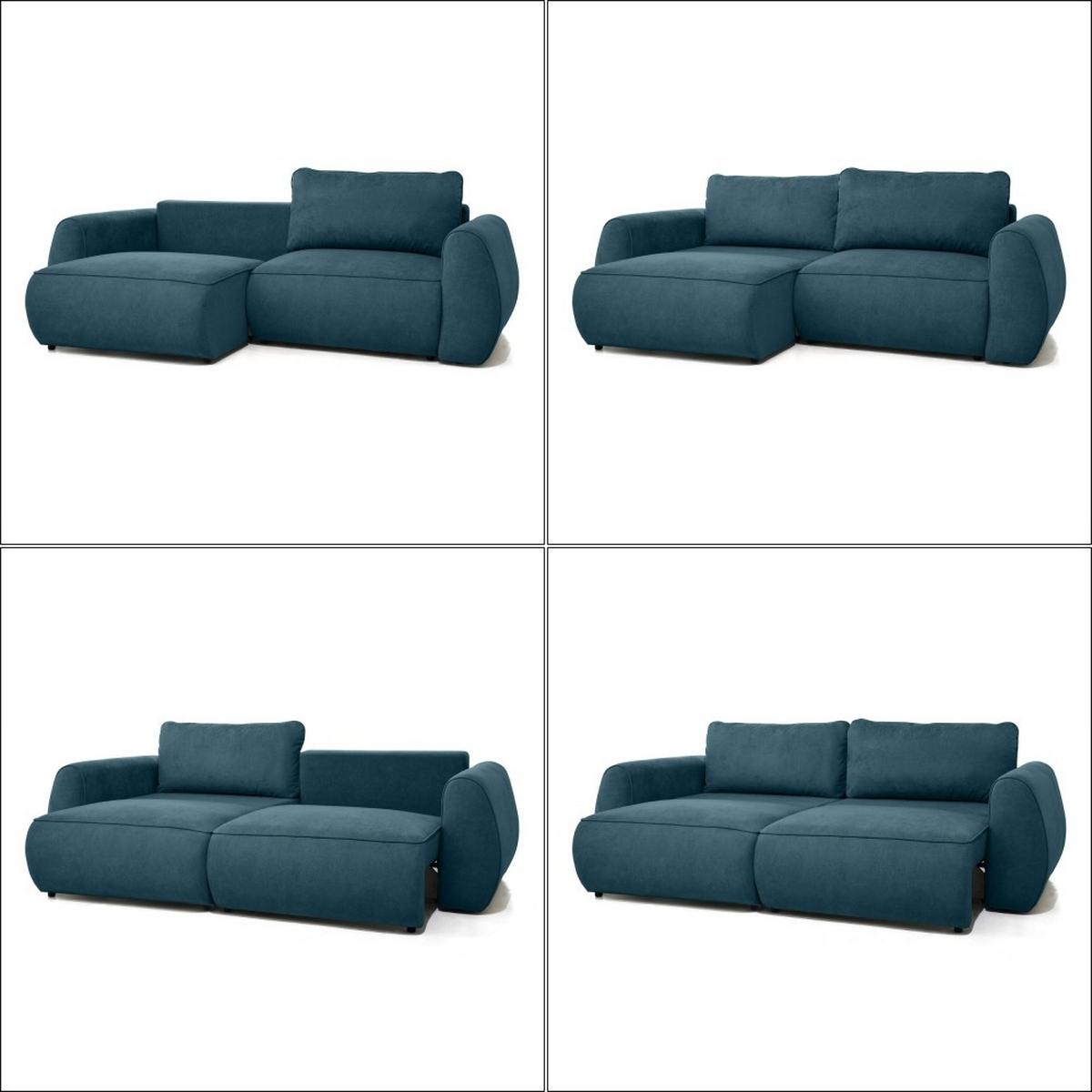 3-SITZER Schlafsofa Bravo mit Eckfunktion, mit zwei Bettkasten, Blau - Blau/Schwarz, Textil (257/96/110cm) - Beautysofa