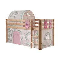 KINDERBETT Karolina 210x114x106 Massivholz Natur Textilset Burg 4 - Hellgrau/Kieferfarben, Holz (90/200cm) - 58aufmkessel