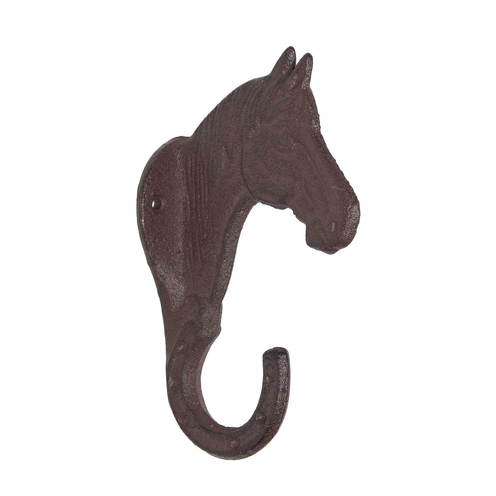 WANDHAKEN Pferdekopf, Gusseisen - Braun, Metall (5.7/19.6/11.4cm) - Homescapes