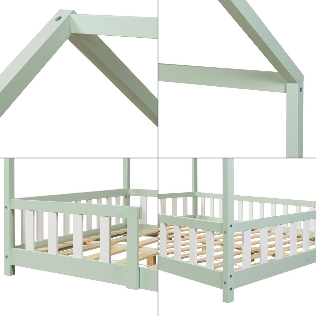 HAUSBETT Sisimiut - Weiß/Mintgrün, Holz (120/200cm) - [en.casa]