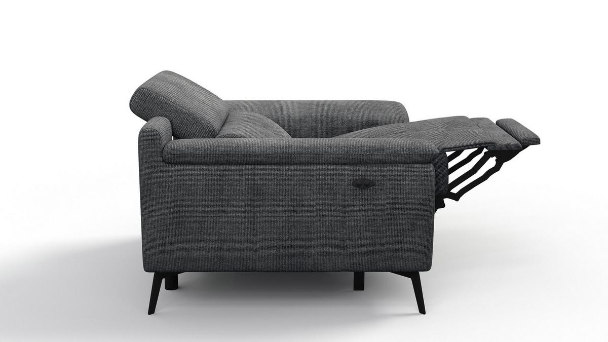 SESSEL FIERO mit Relaxfunktion, dunkelgrau - Dunkelgrau/Schwarz, Holzwerkstoff/Textil (114/82/103cm) - Wozimo