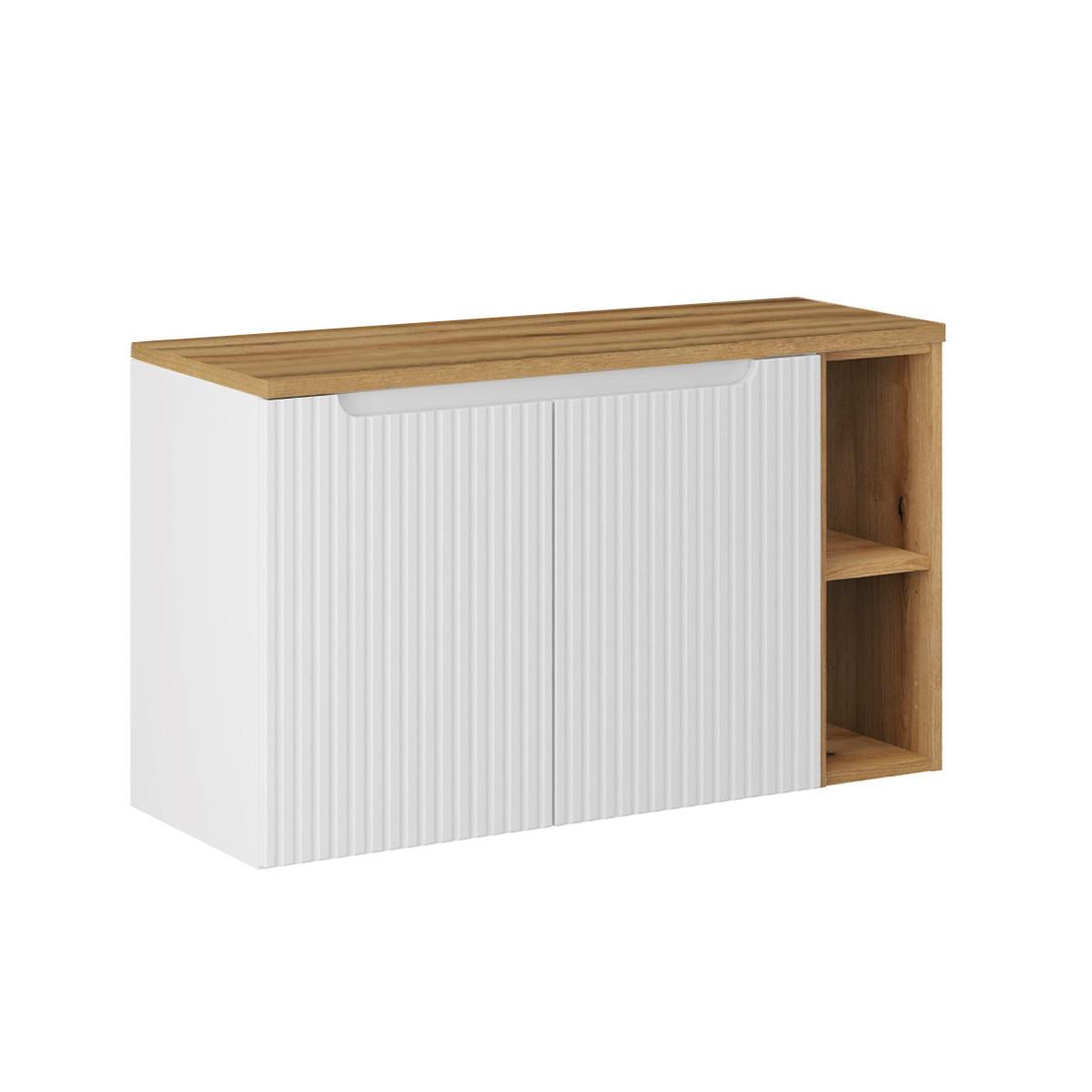 WASCHTISCHUNTERSCHRANK 100.4cm Riva Weiß und Holz - Weiß, Holzwerkstoff (100.4/59.5/40cm) - Petits-meubles