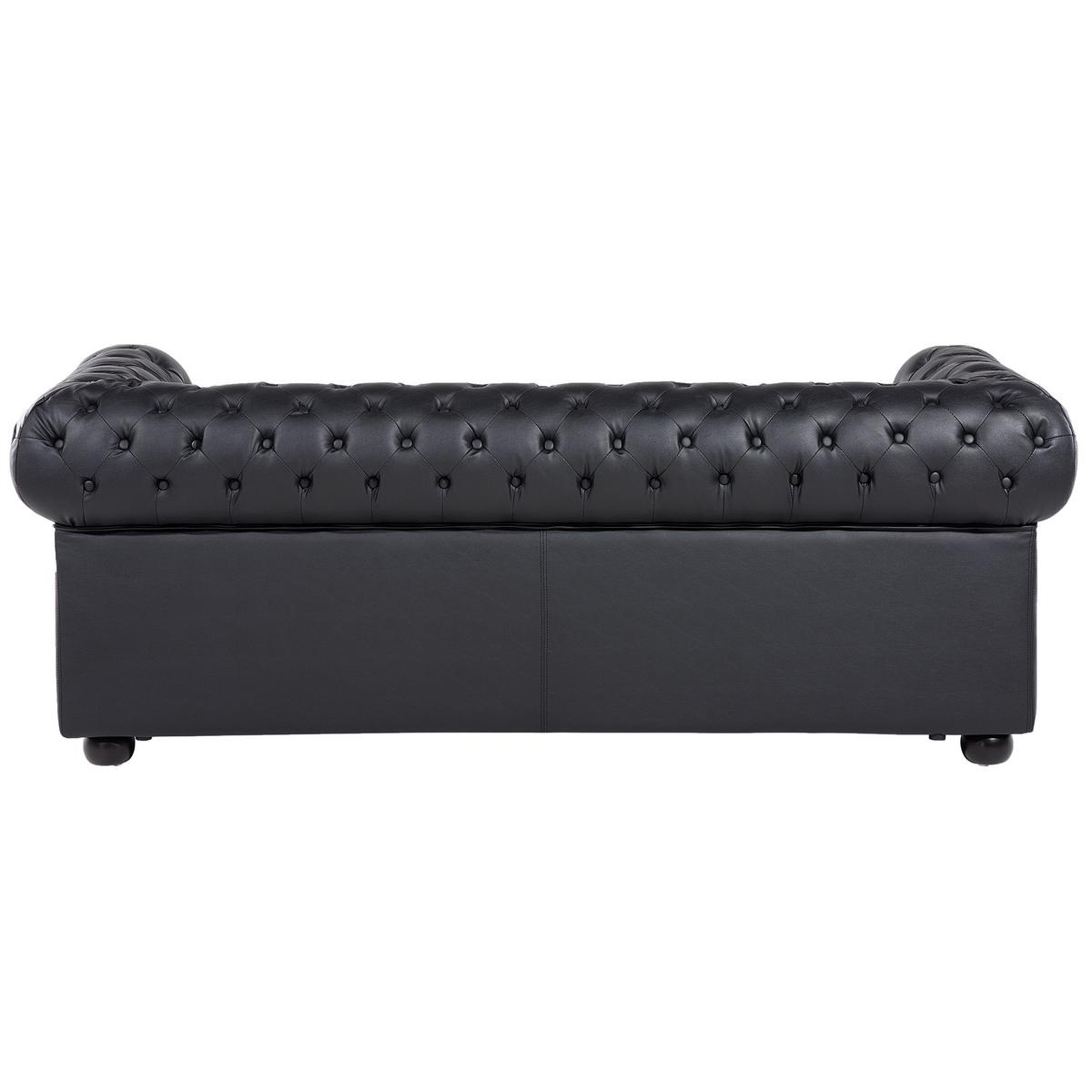 SOFA-SET 4-Sitzer Echtleder Schwarz Chesterfield - Schwarz/Braun, Fell (195/70/90cm) - Beliani