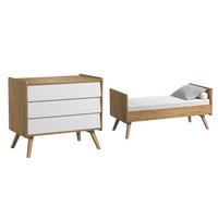 BABYZIMMER 2-teilig Eiche und Weiß - Weiß, Holzwerkstoff (145/103/75cm) - Petits-meubles