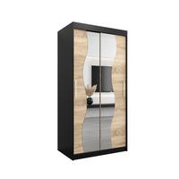 SCHWEBETÜRENSCHRANK 200/100/62 2-türig - Silberfarben/Schwarz, Holz/Kunststoff (100/200/62cm) - MÖBEL KRYSPOL