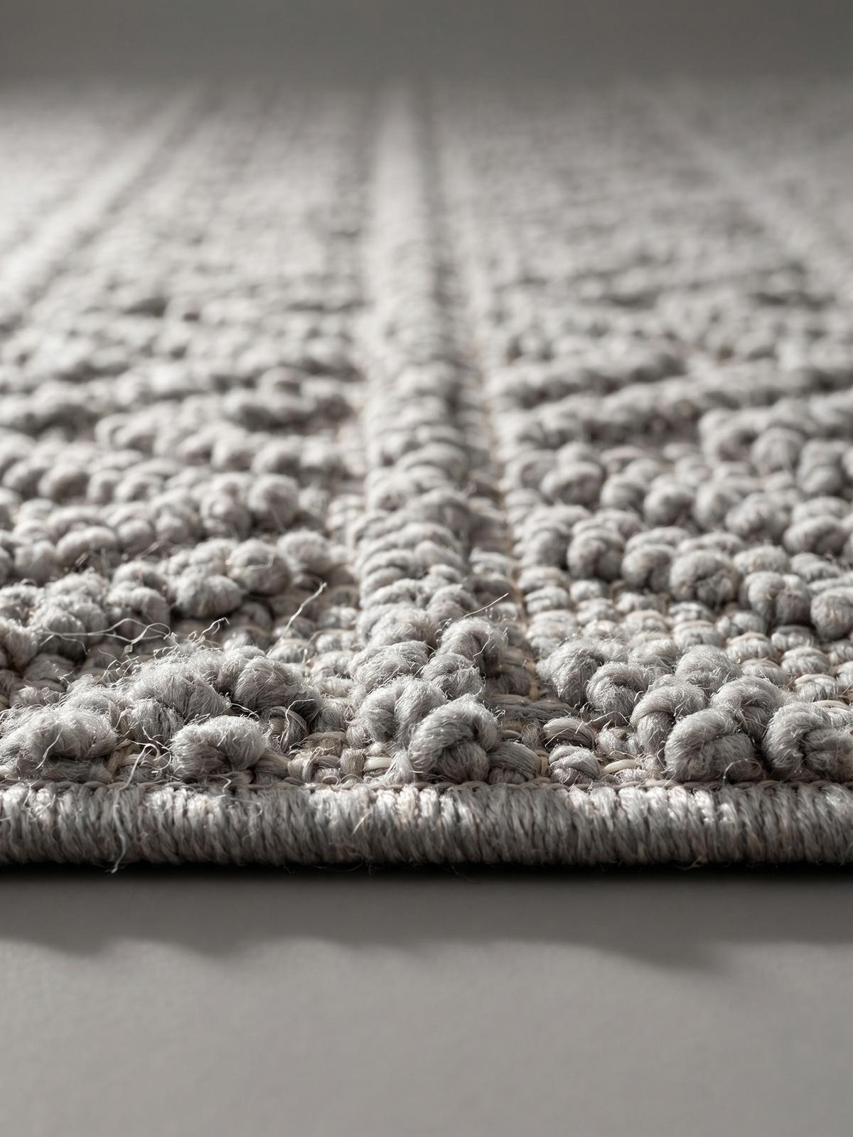 TEPPICH Flachgewebe LANGAU in Silber, mit Ethno-Streifen, 120 x 170 cm - Silberfarben, Textil (120/170cm) - KADIMA DESIGN