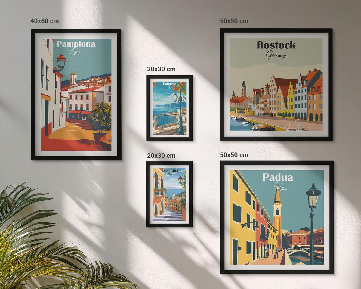 BILDER SET 5er Set - 50x50 cm & 20x30 cm & 40x60 cm Schwarzer Rahmen - Architektur der Küstenstädte - Schwarz, Kunststoff (40/60cm) - TULUP