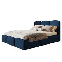 BETT 120x200 - Polsterbett mit Bettkasten und Holzrahmen - Modern Betten - Glatter Kronos-Stoff- Kollektion Zoya - Blau - Blau, Holz/Textil (120/200cm) - Alpi-Möbel
