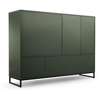 KOMMODE Giana mit 5 Türen, 160 cm, Flaschengrün - Dunkelgrün/Schwarz, Holzwerkstoff (160/120/45cm) - Beautysofa