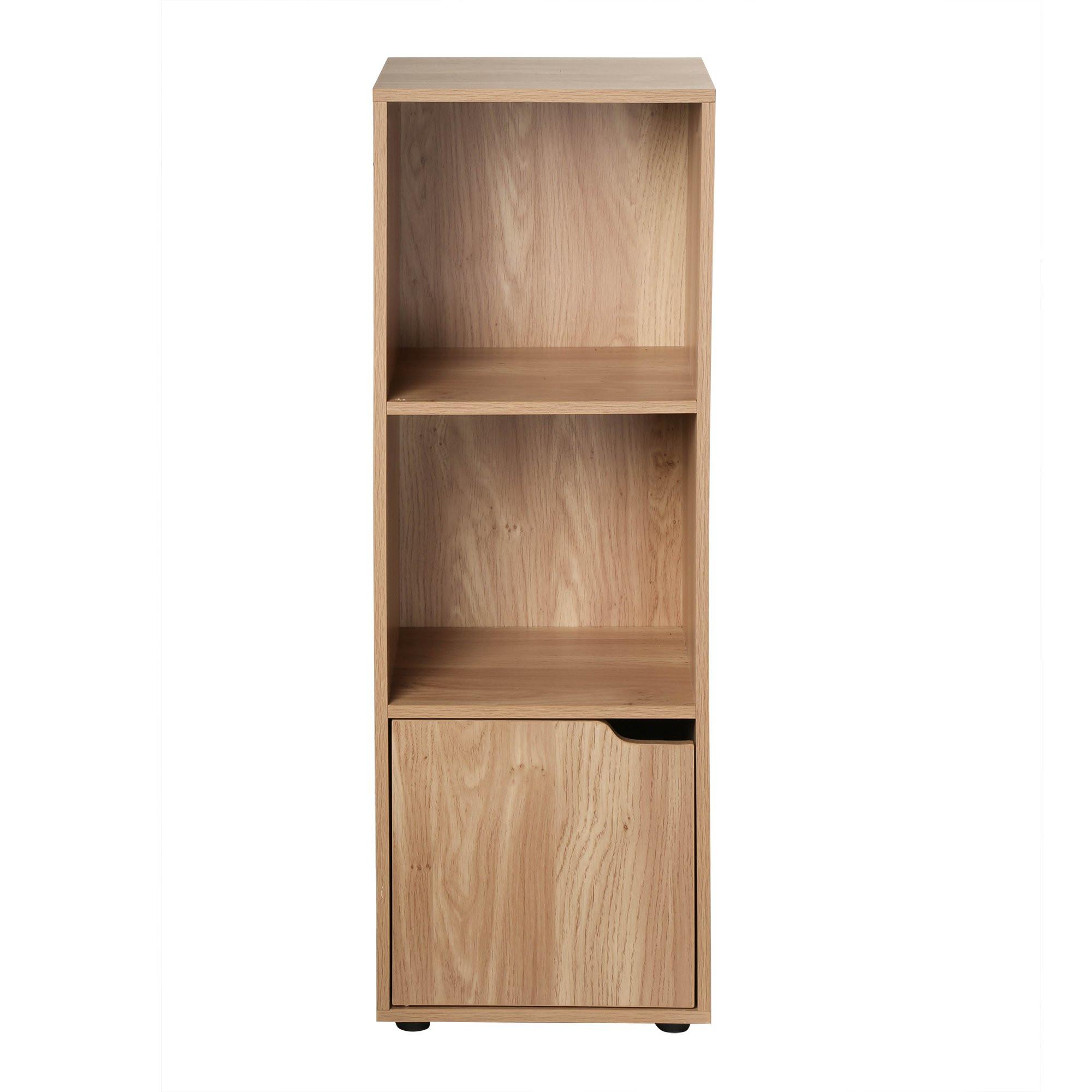REGAL mit 3 Fächern und einer Tür 31/29/91 cm - Eichefarben, Holzwerkstoff (29/90.8/30.7cm) - Calicosy