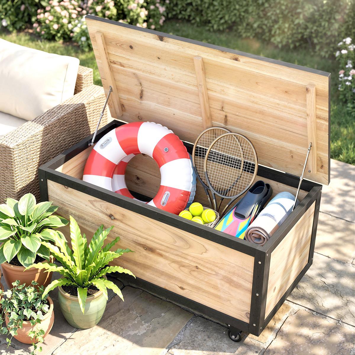 GARTENBOX, Tannenholz, Naturholz - Naturfarben, Holz (50/43/100cm) - Outsunny