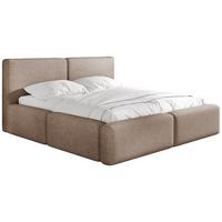 POLSTERBETT Duo mit Bettkasten, Metall-Lattenrost & hohem Kopfteil in Braun Chenille 160x200 cm - Birkefarben/Braun, Kunststoff/Textil (160/200cm) - WFL GROUP