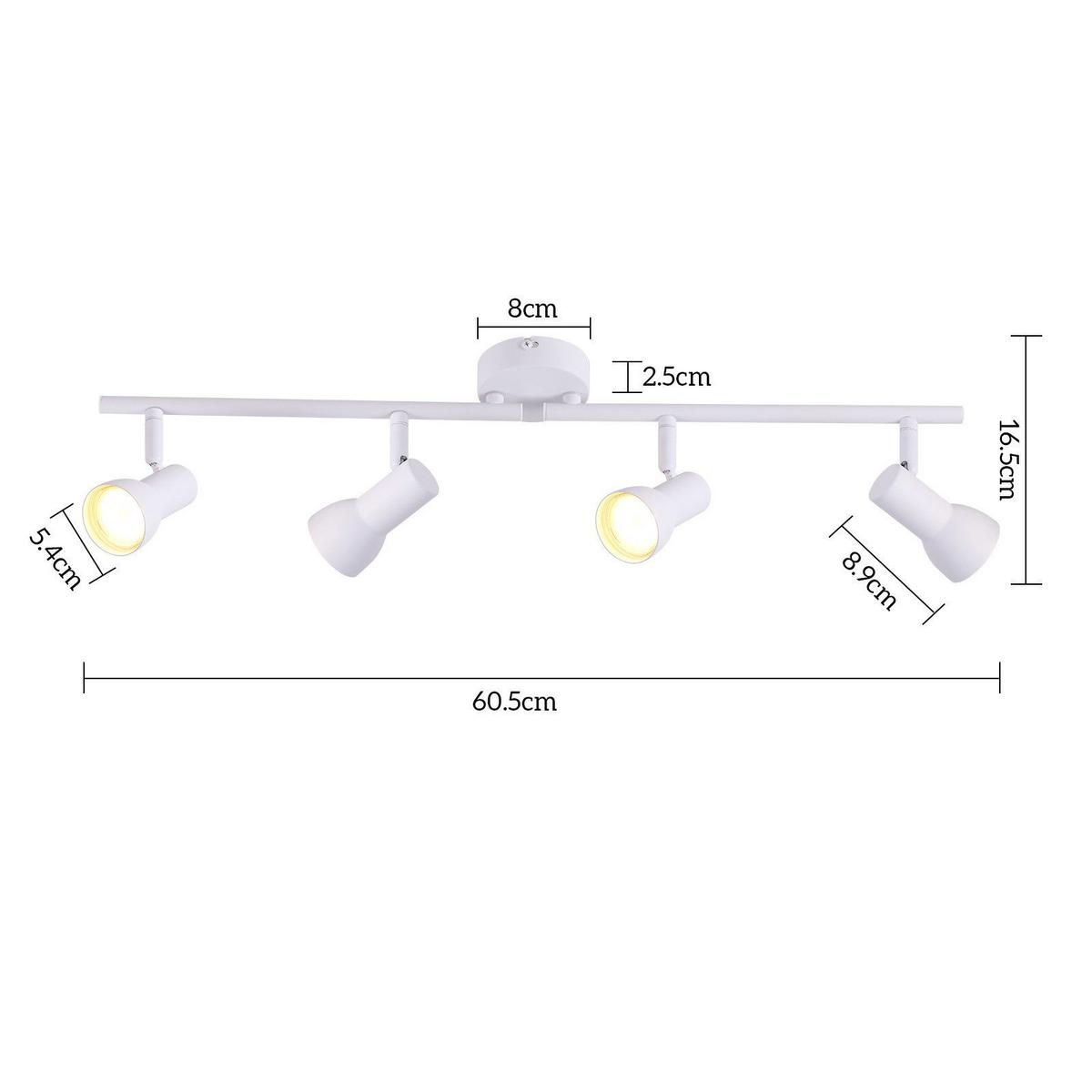 DECKENSTRAHLER Wärmeaura 4-flammig 60.5/8/16.5cm - Weiß, Metall (60.5/8/16.5cm) - Nettlife