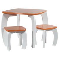 HOCKER und TISCH, 96x48x42cm, 3-tlg. - Orange, Holzwerkstoff (96/42/48cm) - Wanderlust