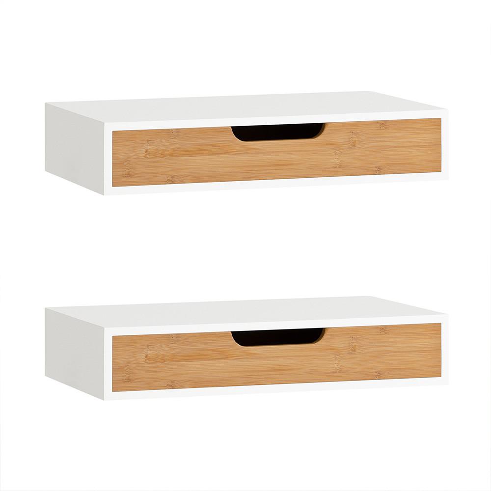 NACHTTISCH mit einer Schublade Weiß 40x24x8cm Modern - Weiß, Holzwerkstoff (24/8/40cm) - SoBuy