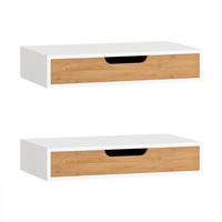 NACHTTISCH mit einer Schublade Weiß 40x24x8cm Modern - Weiß, Holzwerkstoff (24/8/40cm) - SoBuy