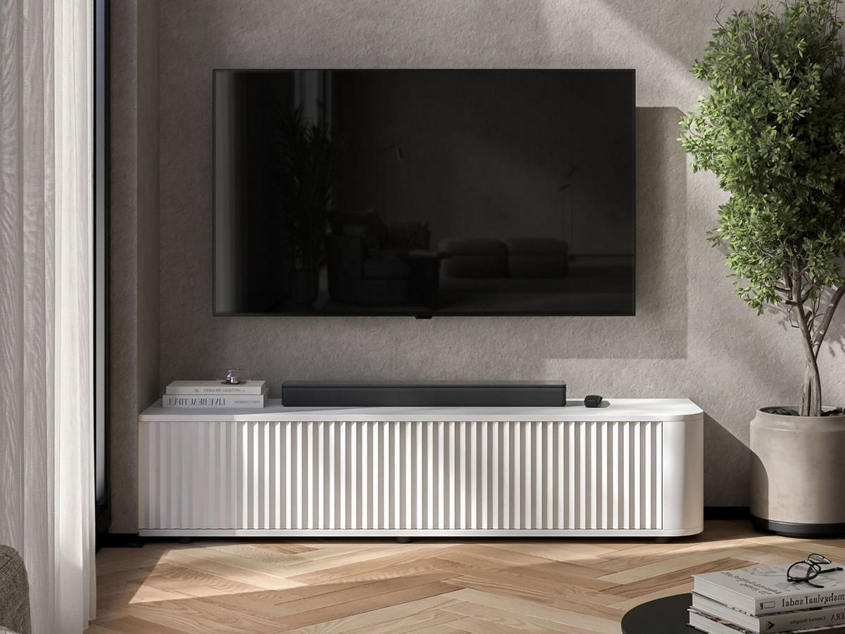 TV-LOWBOARD Aurora Weiß matt 140 cm mit niedrigen Füße - Weiß, Holzwerkstoff (140/31/35cm) - Meble Lindner