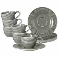 ESPRESSOTASSEN MIT UNTERTASSEN Beat Color Glaze Perlgrau 100 ml 6er Set - Grau, Keramik (13.7/6.3/13.7cm) - Seltmann Weiden
