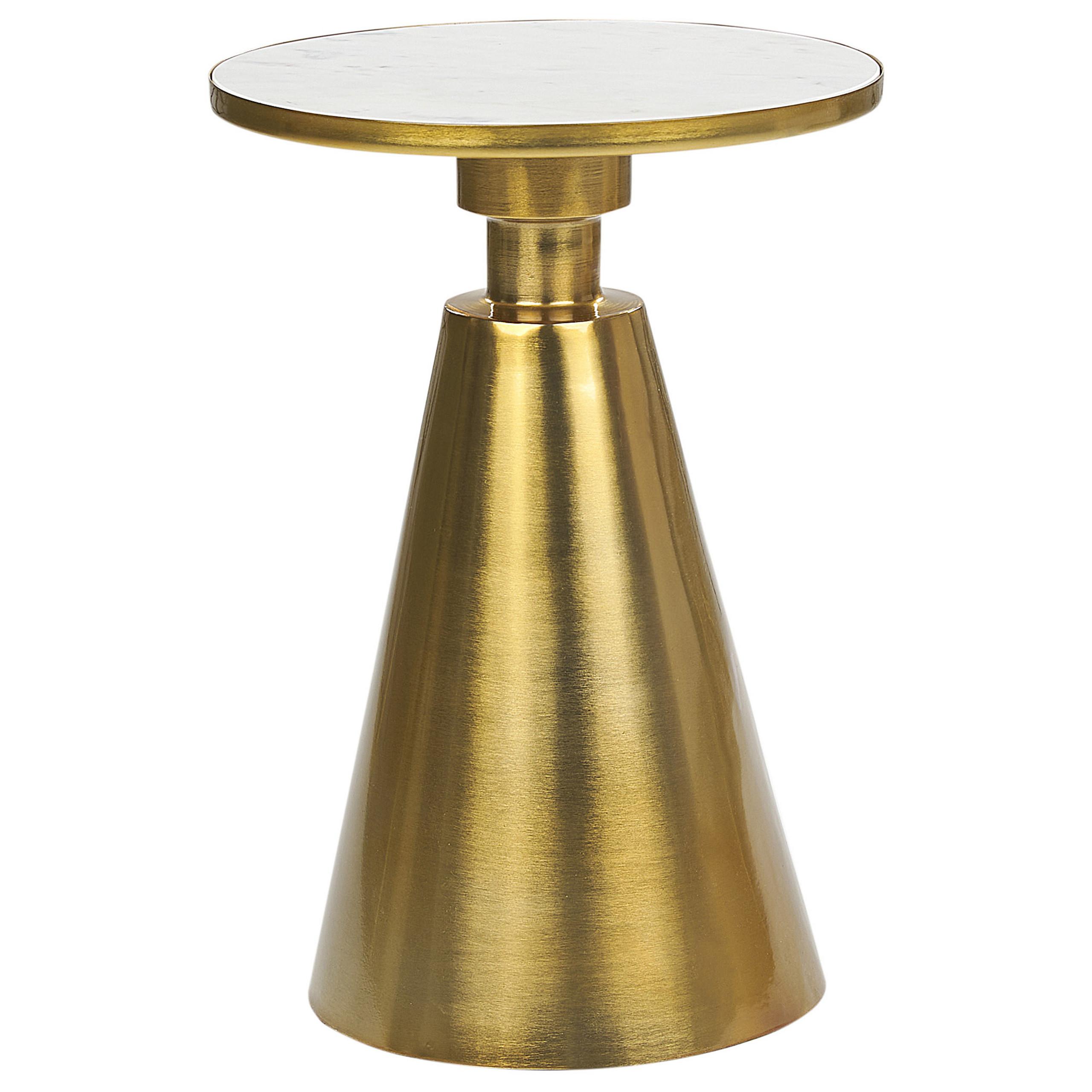 BEISTELLTISCH Metall/Marmor gold/weiß rund 35 cm Andres - Goldfarben/Weiß, Metall (35/35/49cm) - Beliani
